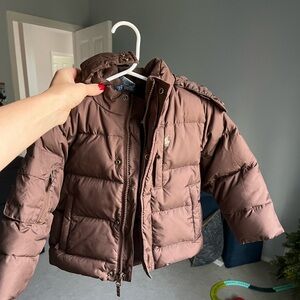 POLO RALPH LAUREN Kid's Puffy Down Winter Jacket Hood Brown Size 2/2T